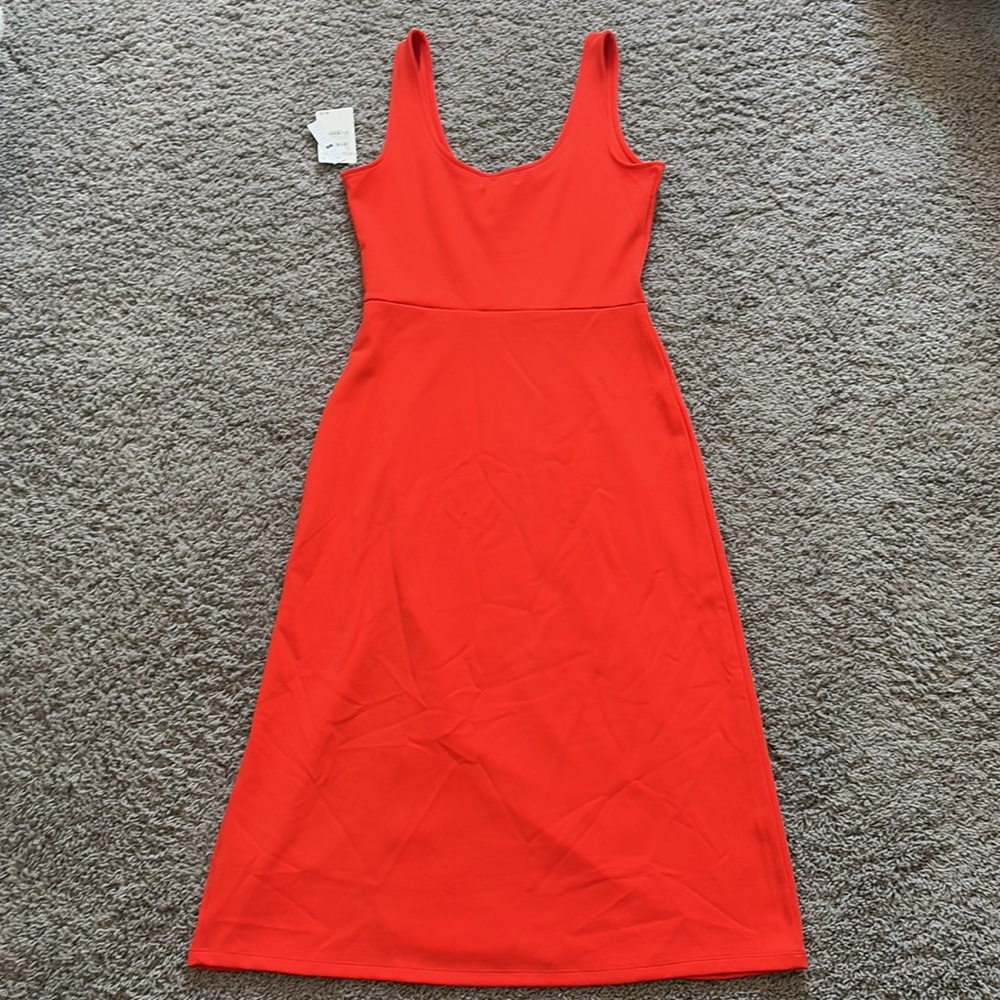 Open Edit Dress Women Orange Bodycon Tank Slit Jersey - Picture 14 of 14